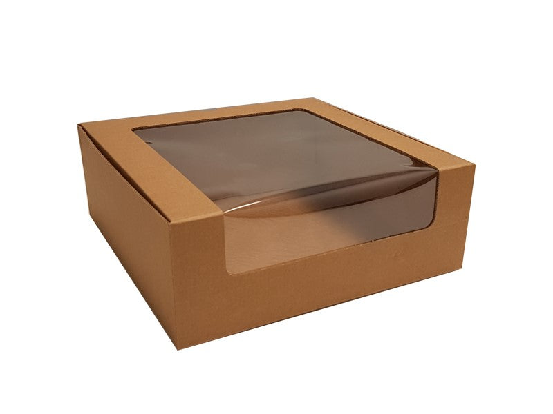 Cake Box With Window, 265x265x100mm (10x4") Natural Kraft  each