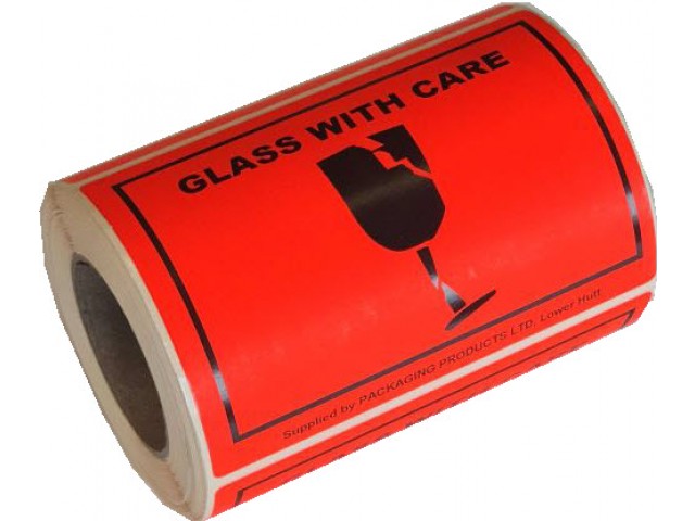 Glass With Care Label 250/roll