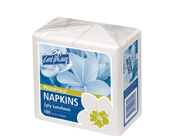 White 2 Ply Luncheon Napkins 100/pkt 2000/ctn (1/8 fold)