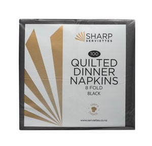 Quilted Dinner Napkins BLACK 1/8 fold 1000/ctn