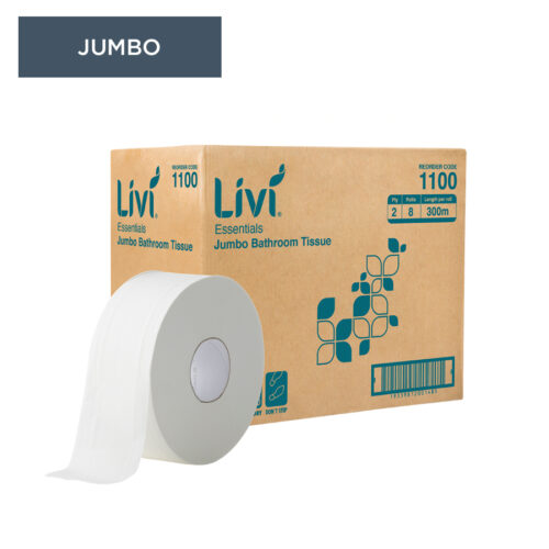 Livi Essentials Jumbo 2 ply 300m 8 rolls/ctn