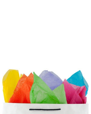 Rainbow pk Tissue Paper 18gsm 80 sheets ea Light Blue, Lavender, Lime Green, Orange, Hot Pink & Yellow