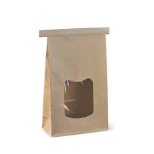 Brown Paper Window 500gm Coffee Bag with Tin Tie 243x120x62 500/ctn