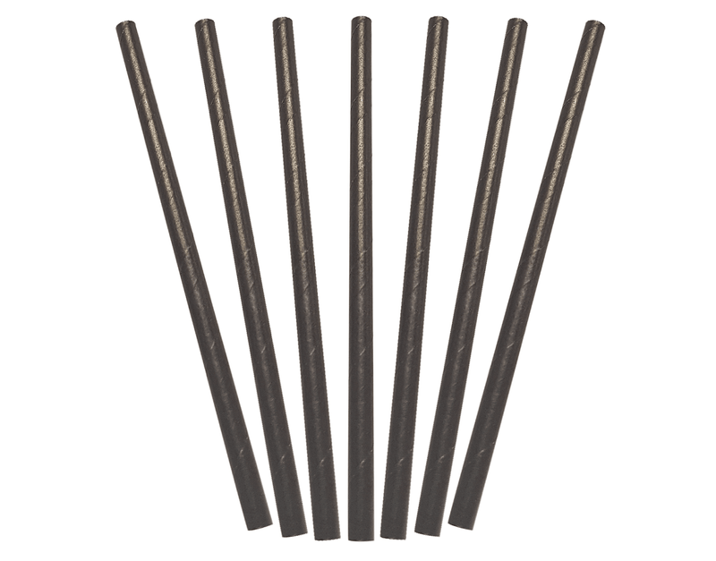 Black Paper Cocktail Straws 135x6mm 250/pkt 2500/ctn