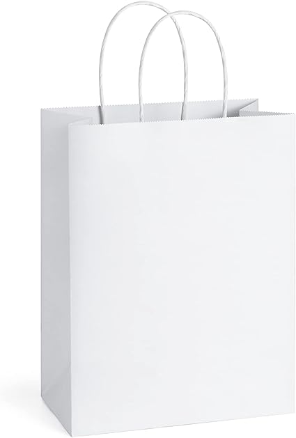 White Kraft Paper Twist Handle Bag Baby 265x160x50 50/bdl 500/ctn