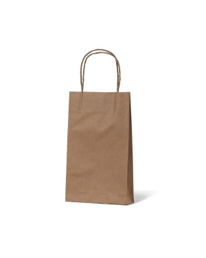 Brown Kraft Paper Twist Handle Bags Baby 265x160x50 50/bdl 500/ctn