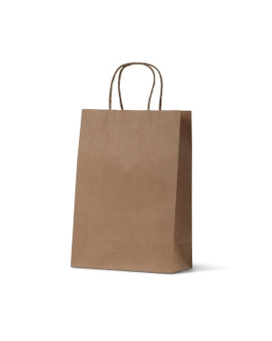 Brown Kraft Paper Twist Handle Bags Junior 290x200x100 50/bld 250/ctn