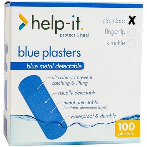 Blue Plasters - Metal & Visual Detect. Waterproof 76mmx25mm 100/box