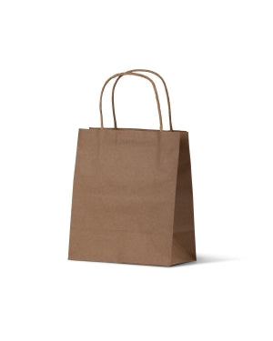 Brown Kraft Paper Twist Handle Bag Toddler 200x170x100 50/bld 500/ctn