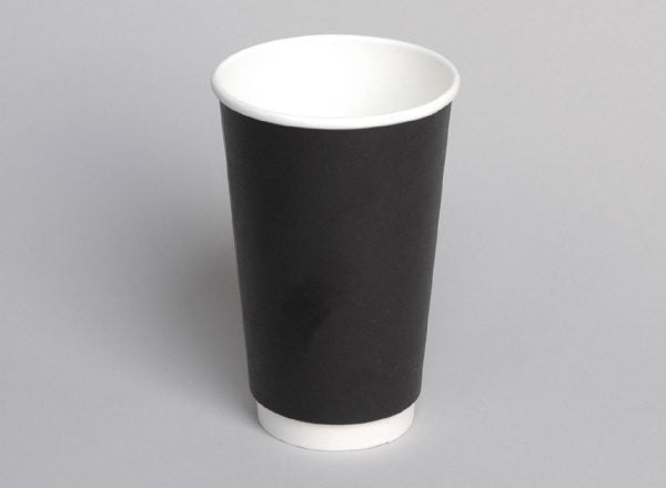 PE Double Wall 16oz Black Coffee Cup 25/slv, 500/ctn