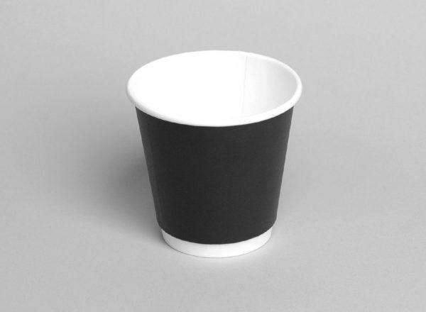 UniCup 8oz Black PE Double Wall Coffee Cup 25/slv 500/ctn