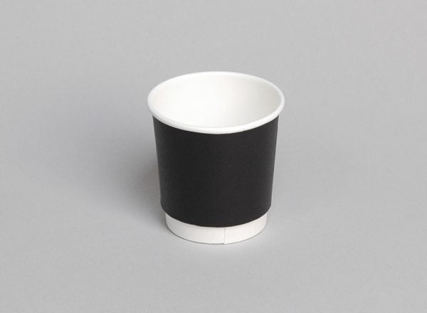 PE Double Wall 4oz Black Coffee Cup 25/slv, 500/ctn