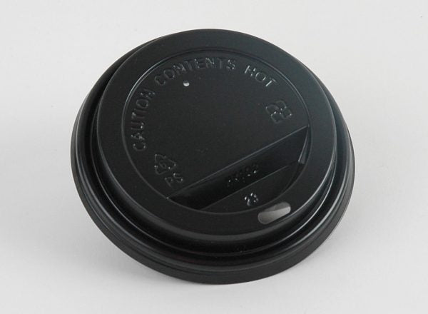 Lid (Black) for 8 oz coffee cups PS (high impact polystyrene) 50/sleeve, 1000/ctn