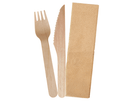 Wooden knife fork napkin set